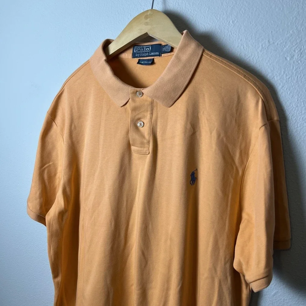 Polo Ralph Lauren Polo‎ Shirt Mens XL Orange Custom Fit Short Sleeve Classic